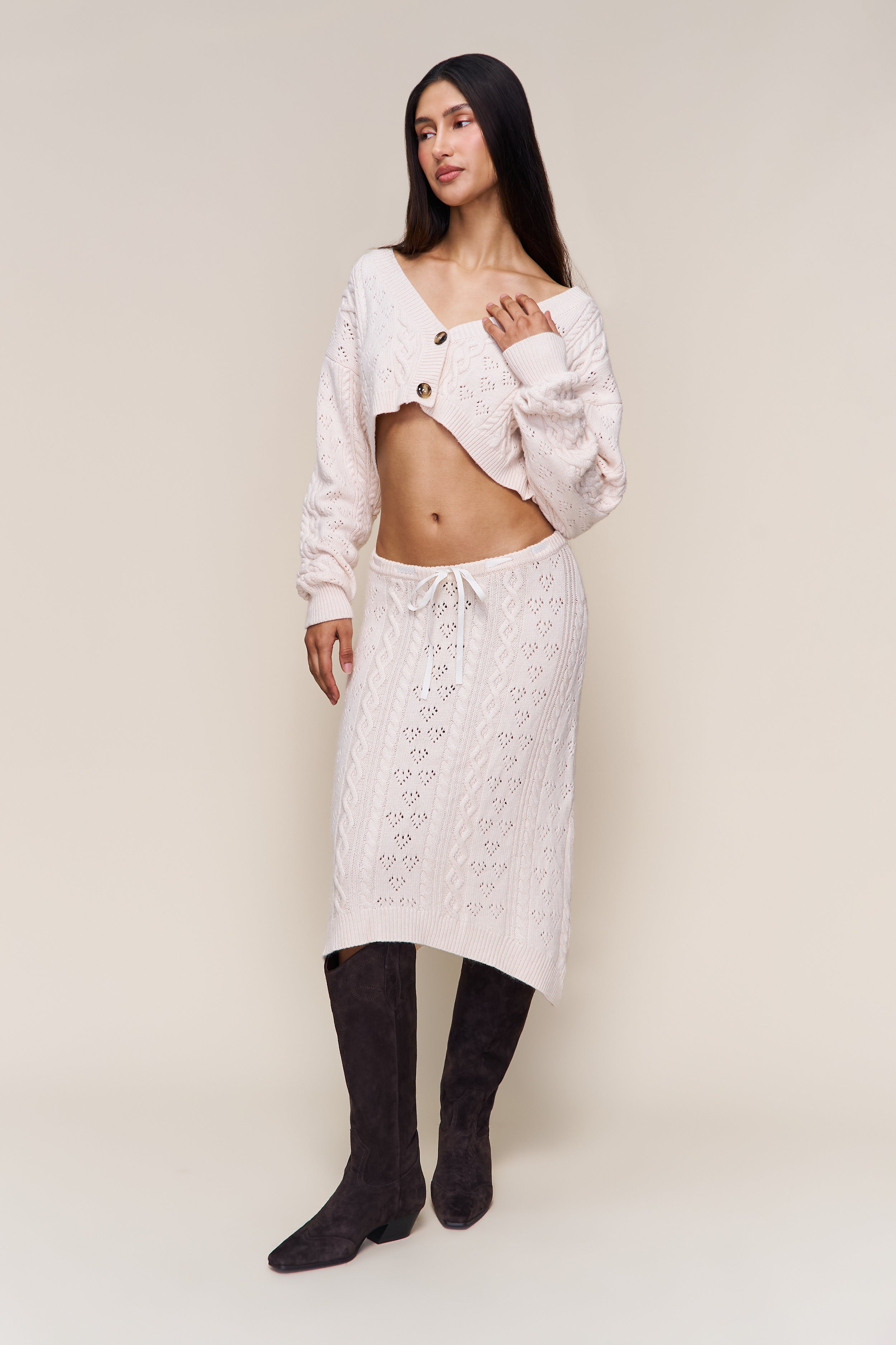 Noah Wool Cable Crop Cardigan