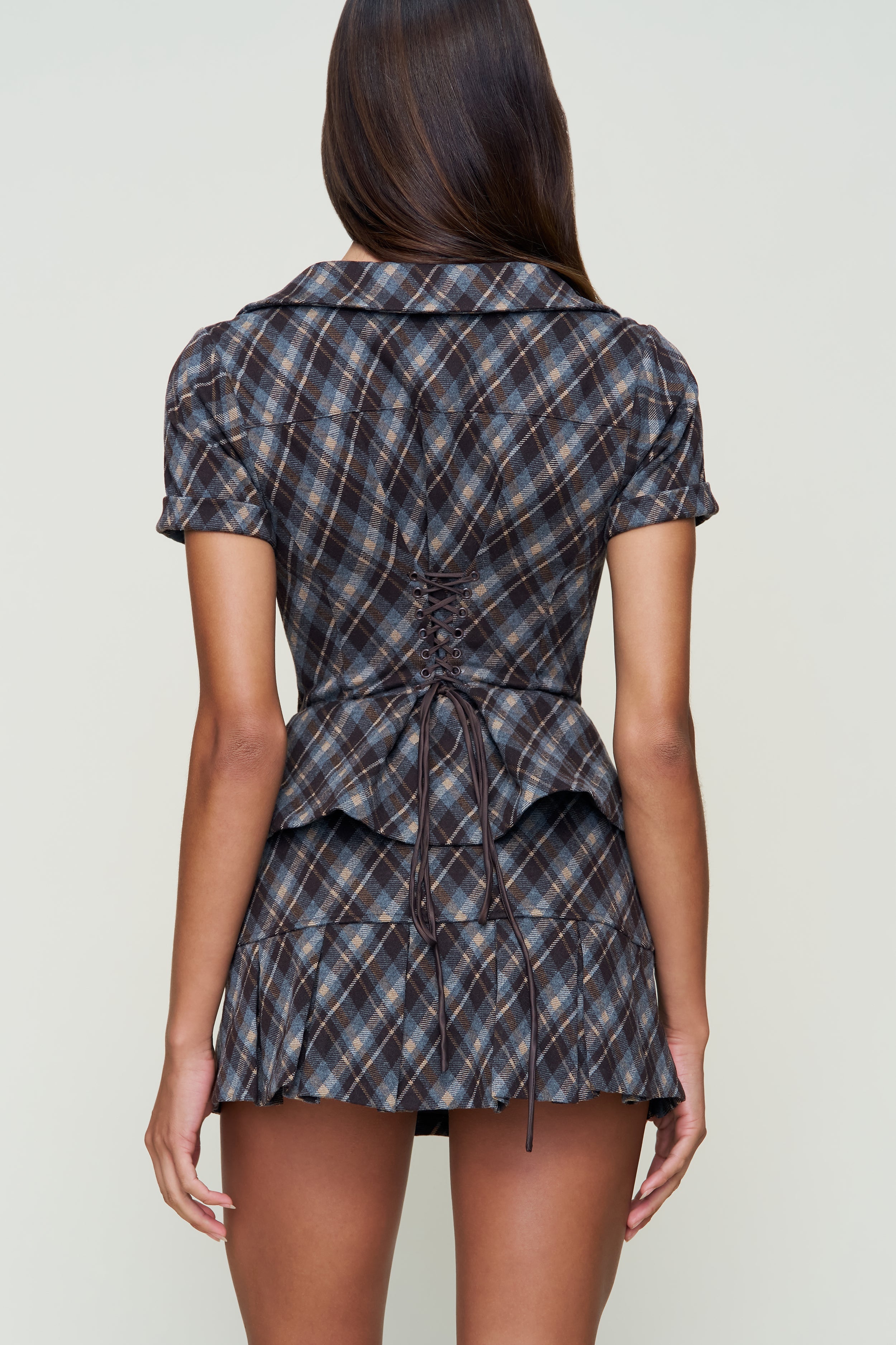 Lia Buttondown Diamond Tartan Corset