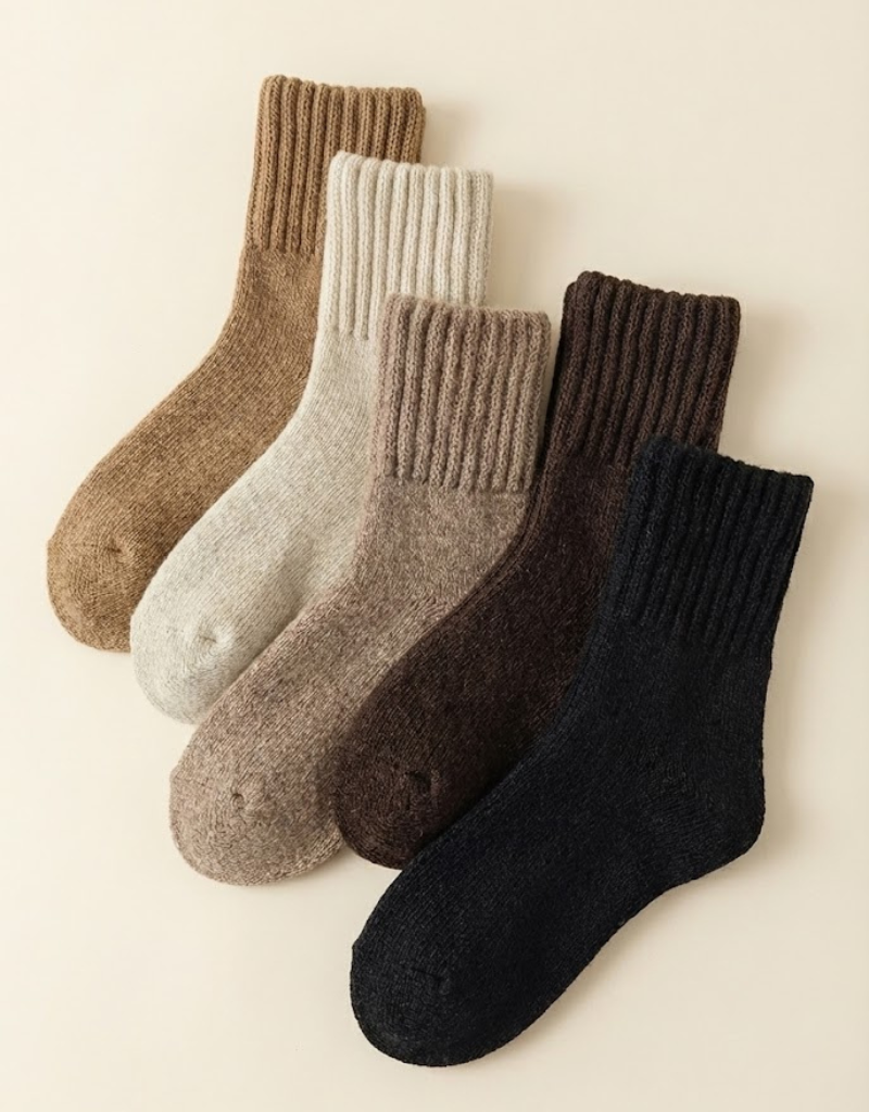 5 Pairs of Ribbed Socks - Solid color