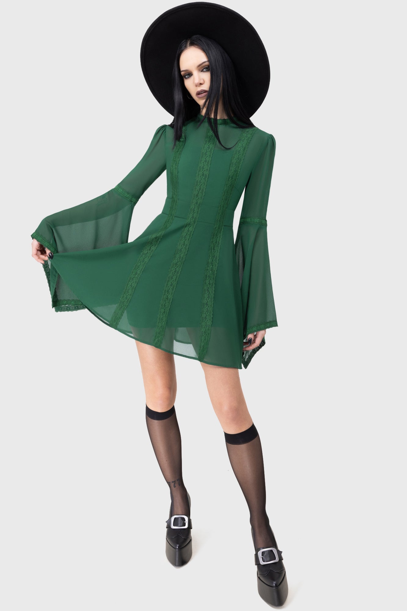 Begone Long Sleeve Mini Dress [GREEN]