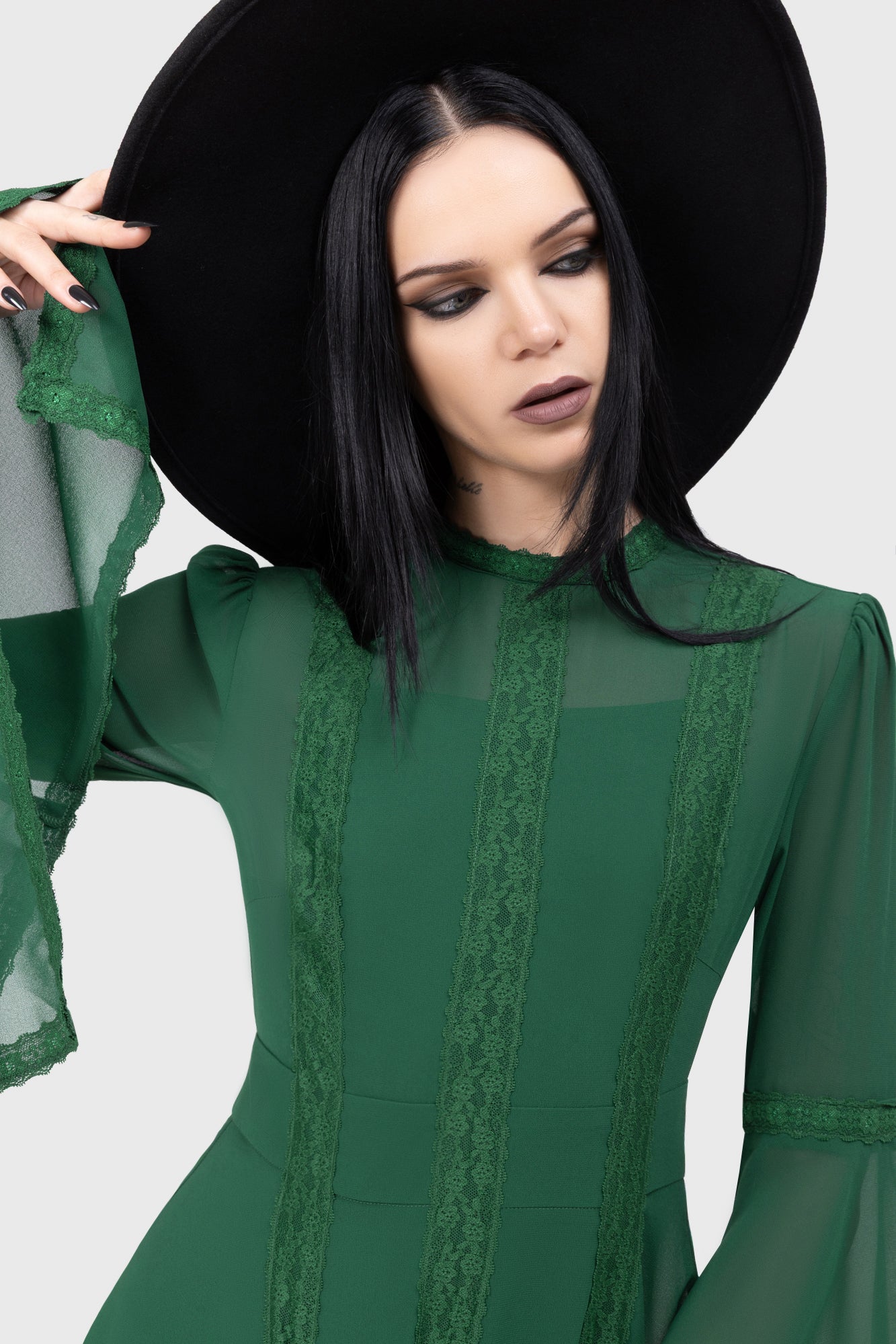 Begone Long Sleeve Mini Dress [GREEN]