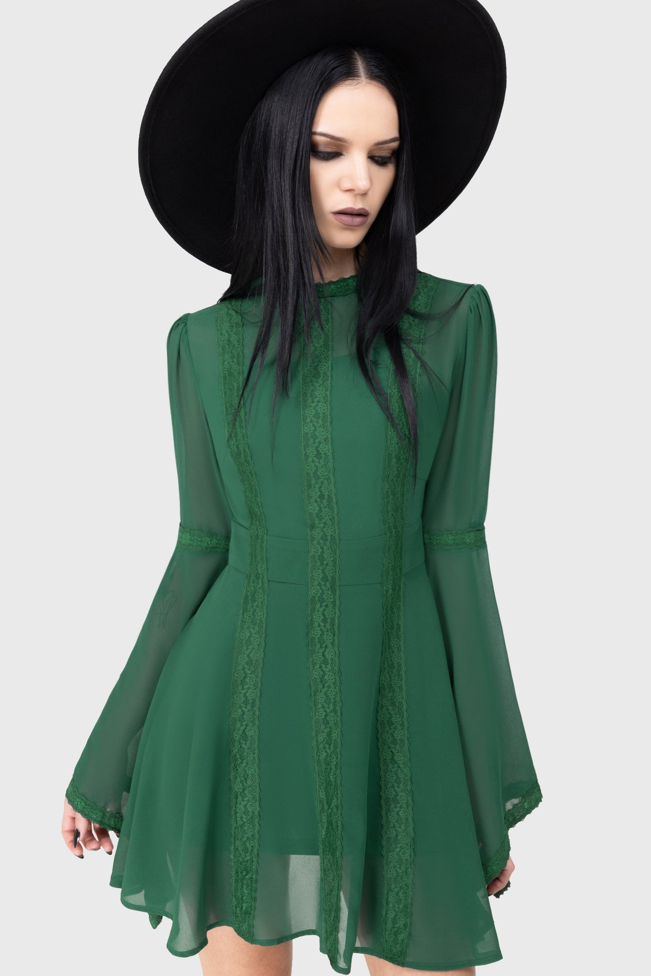 Begone Long Sleeve Mini Dress [GREEN]