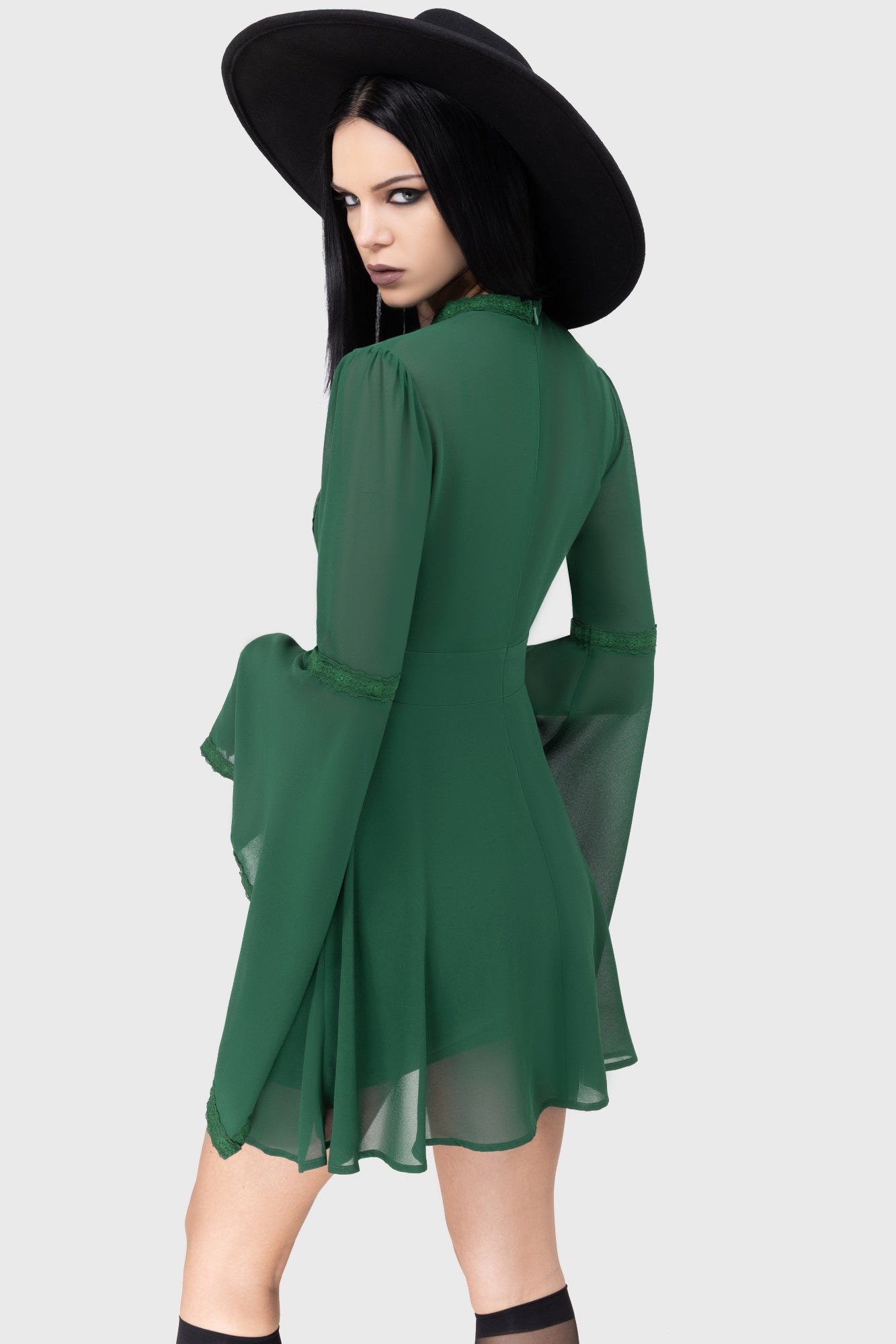 Begone Long Sleeve Mini Dress [GREEN]