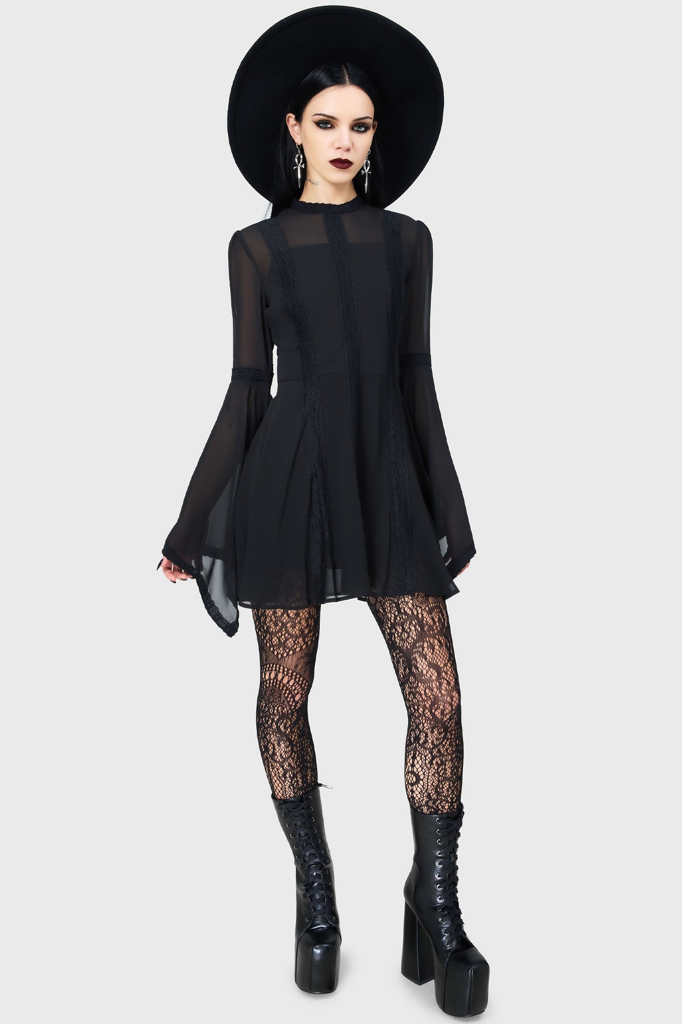 Begone Long Sleeve Mini Dress [BLACK]