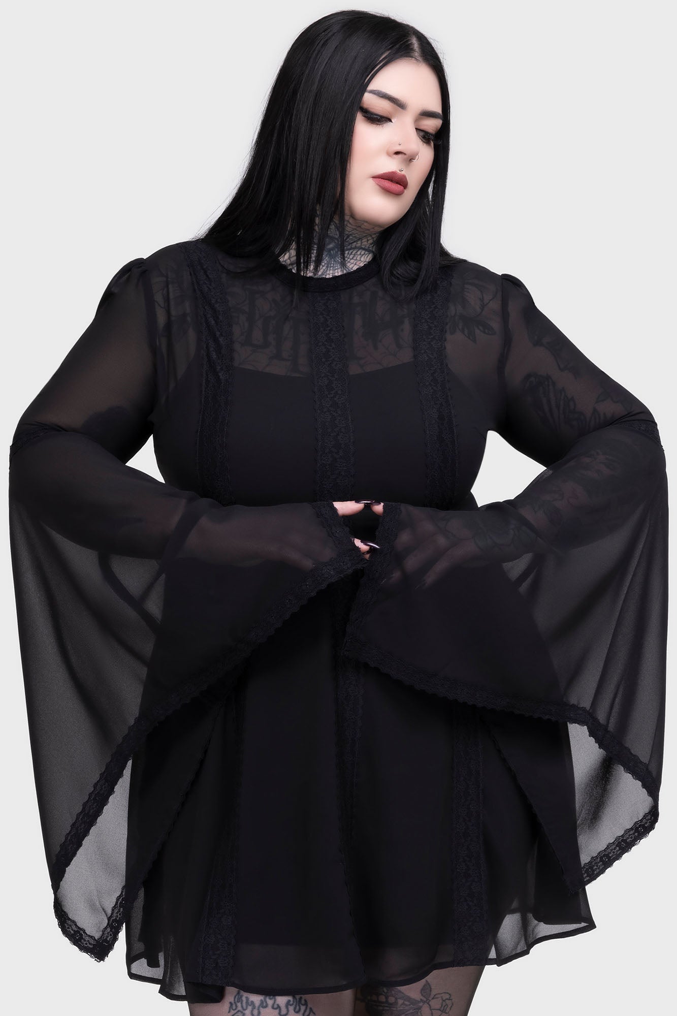 Begone Long Sleeve Mini Dress [BLACK]