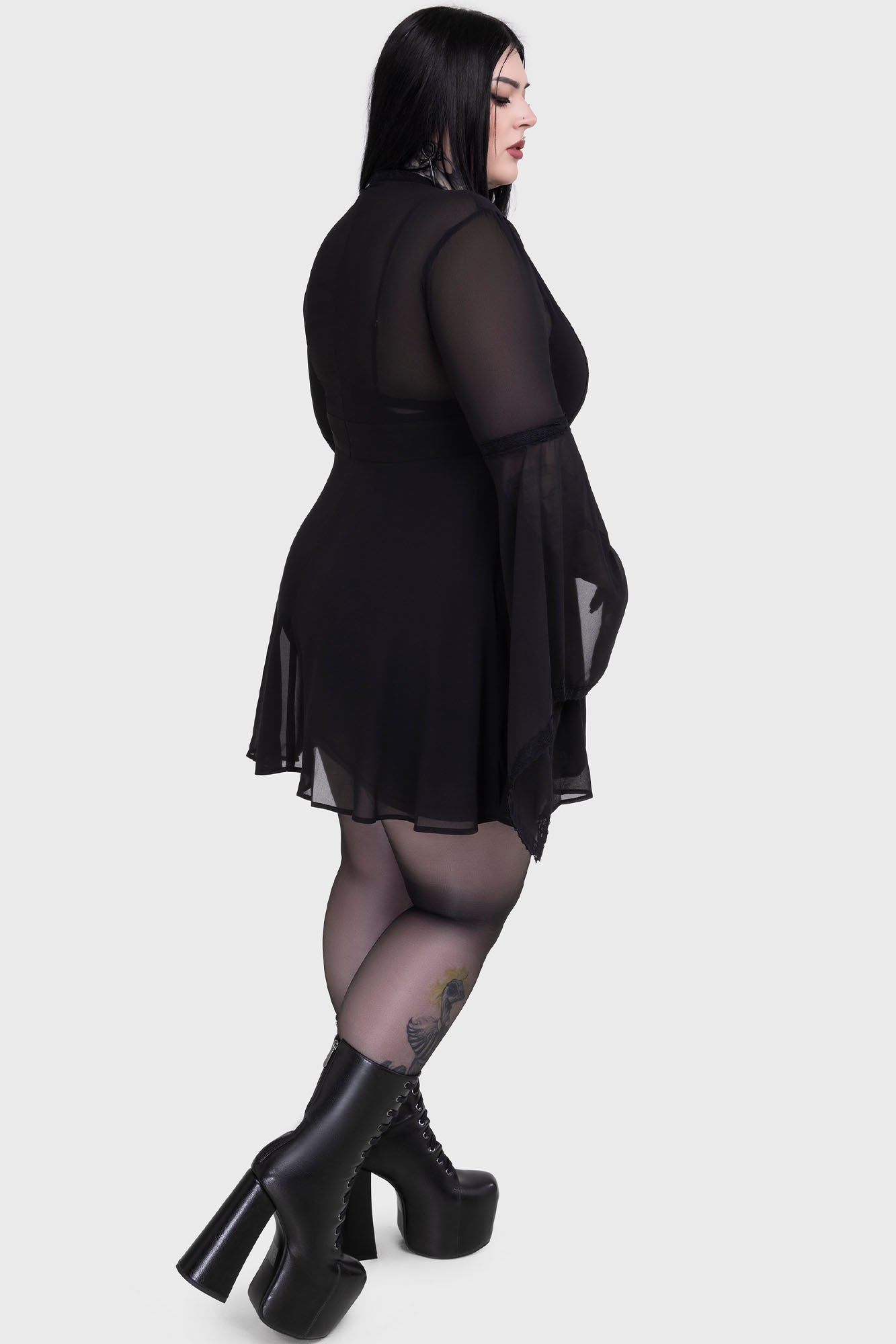 Begone Long Sleeve Mini Dress [BLACK]
