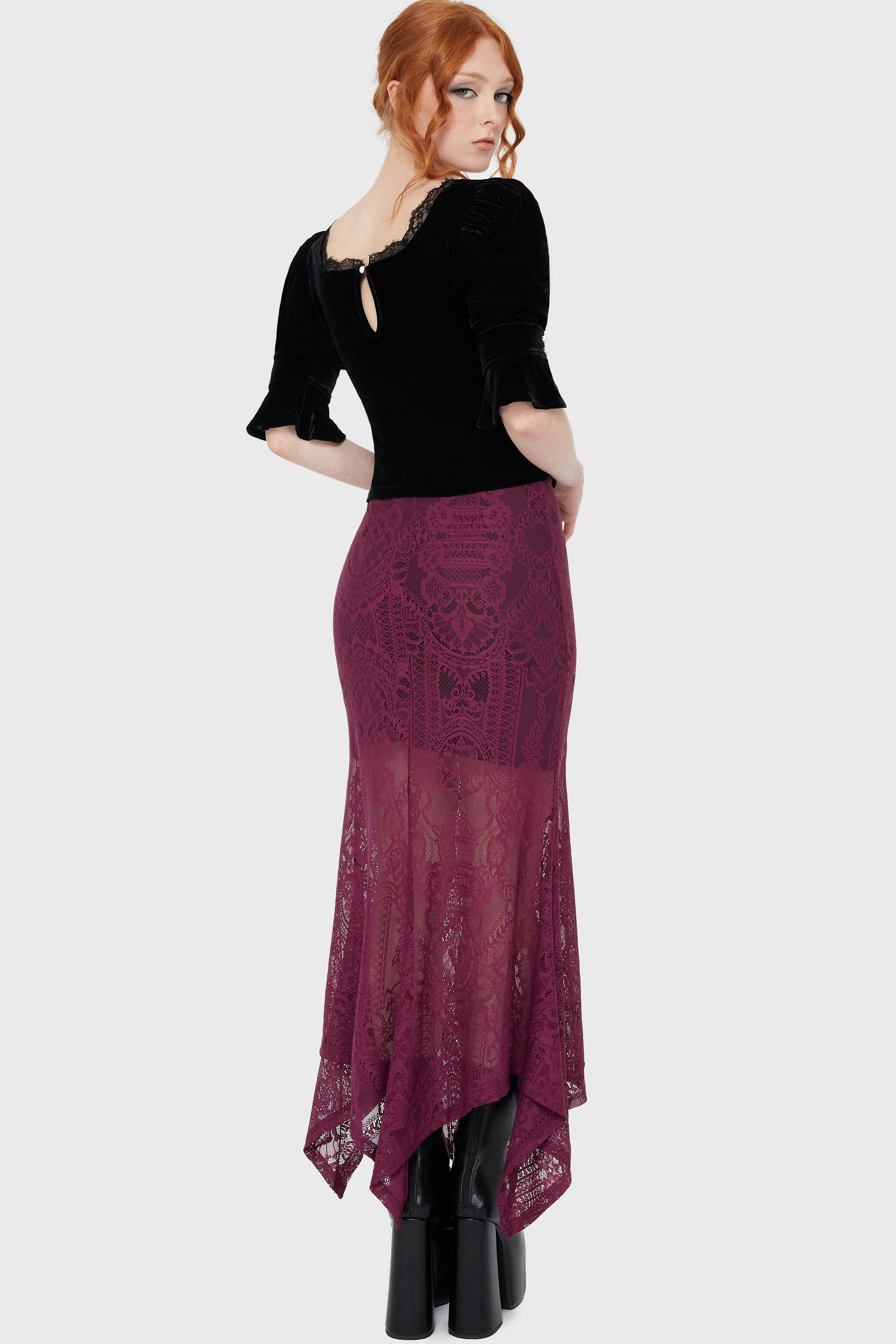 Belladonna Lace Maxi Skirt [Plum]