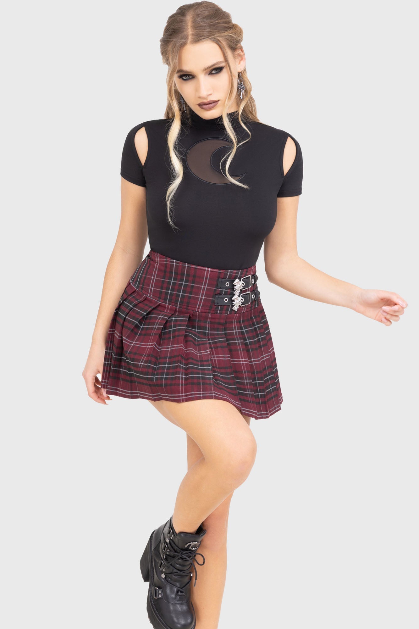 Bat Girl Skirt [BURGUNDY TARTAN]