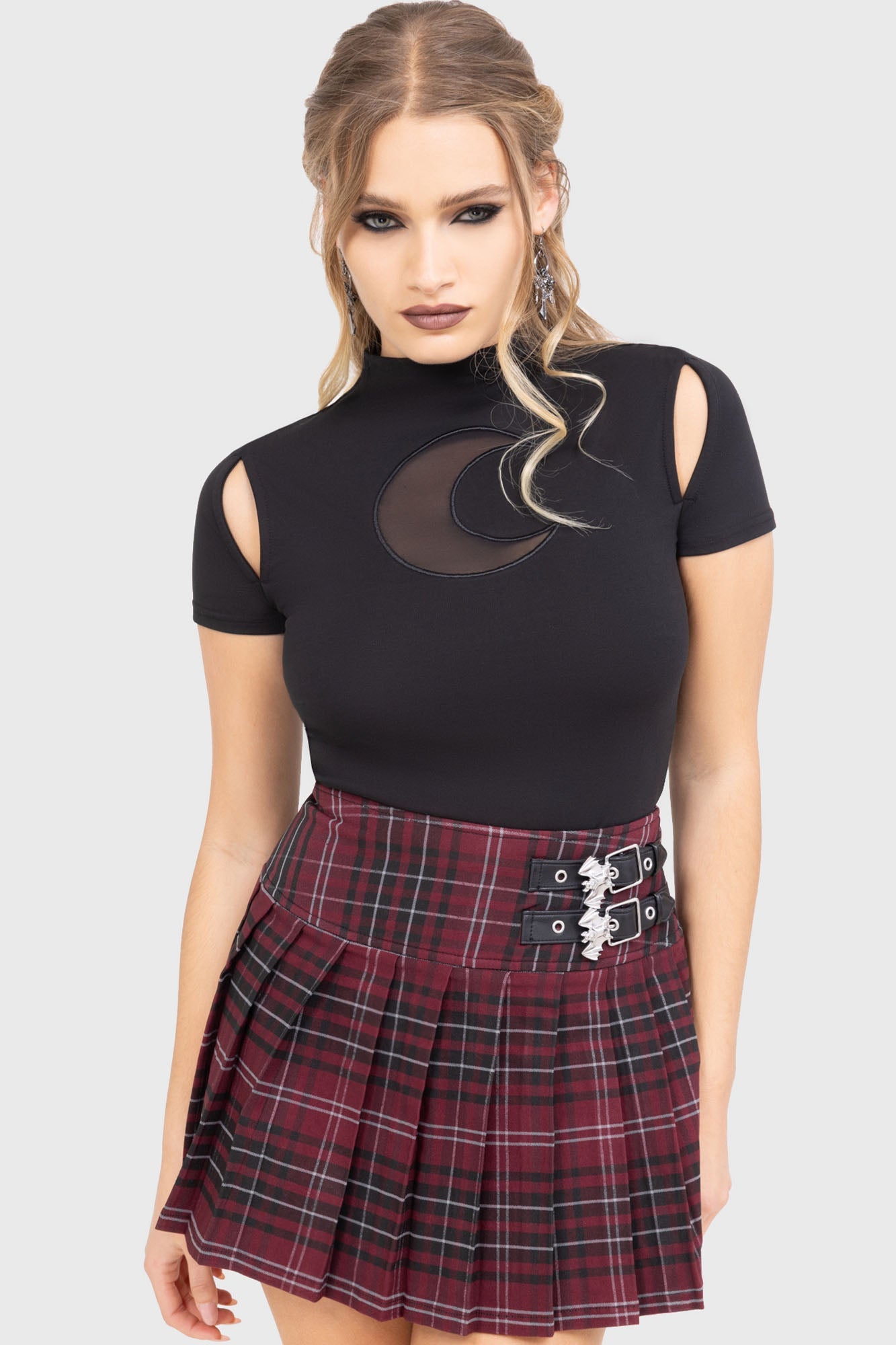 Bat Girl Skirt [BURGUNDY TARTAN]