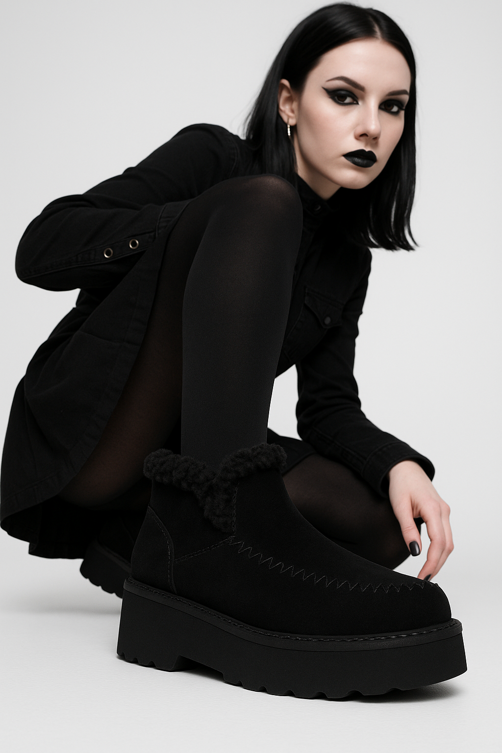 Ana Black Platform Boots