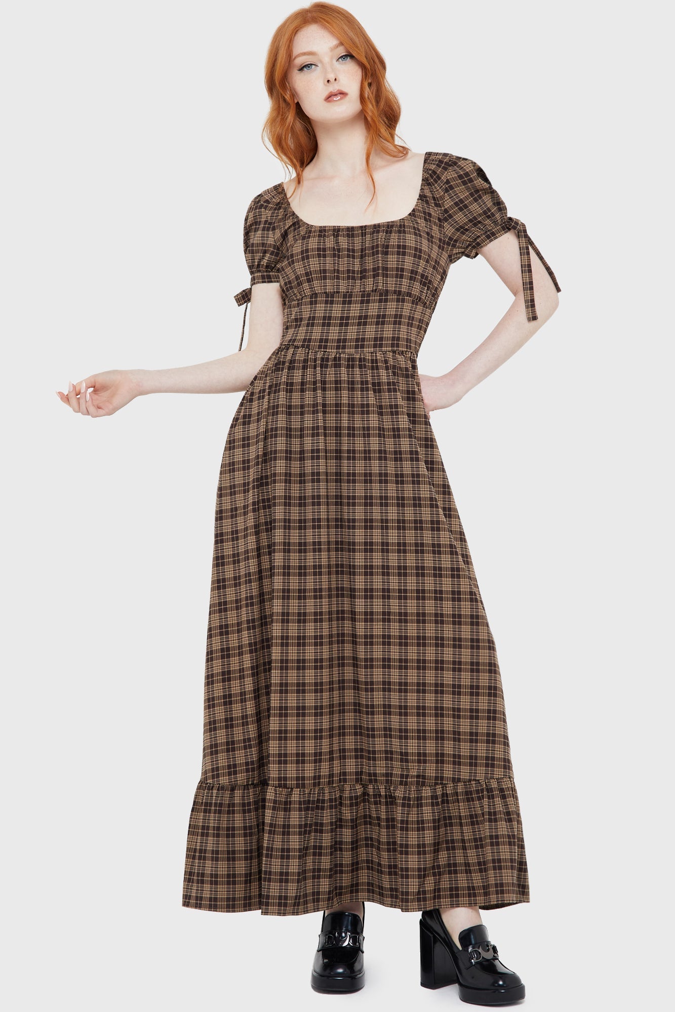 Grim Gretchen Dress [BROWN TARTAN]