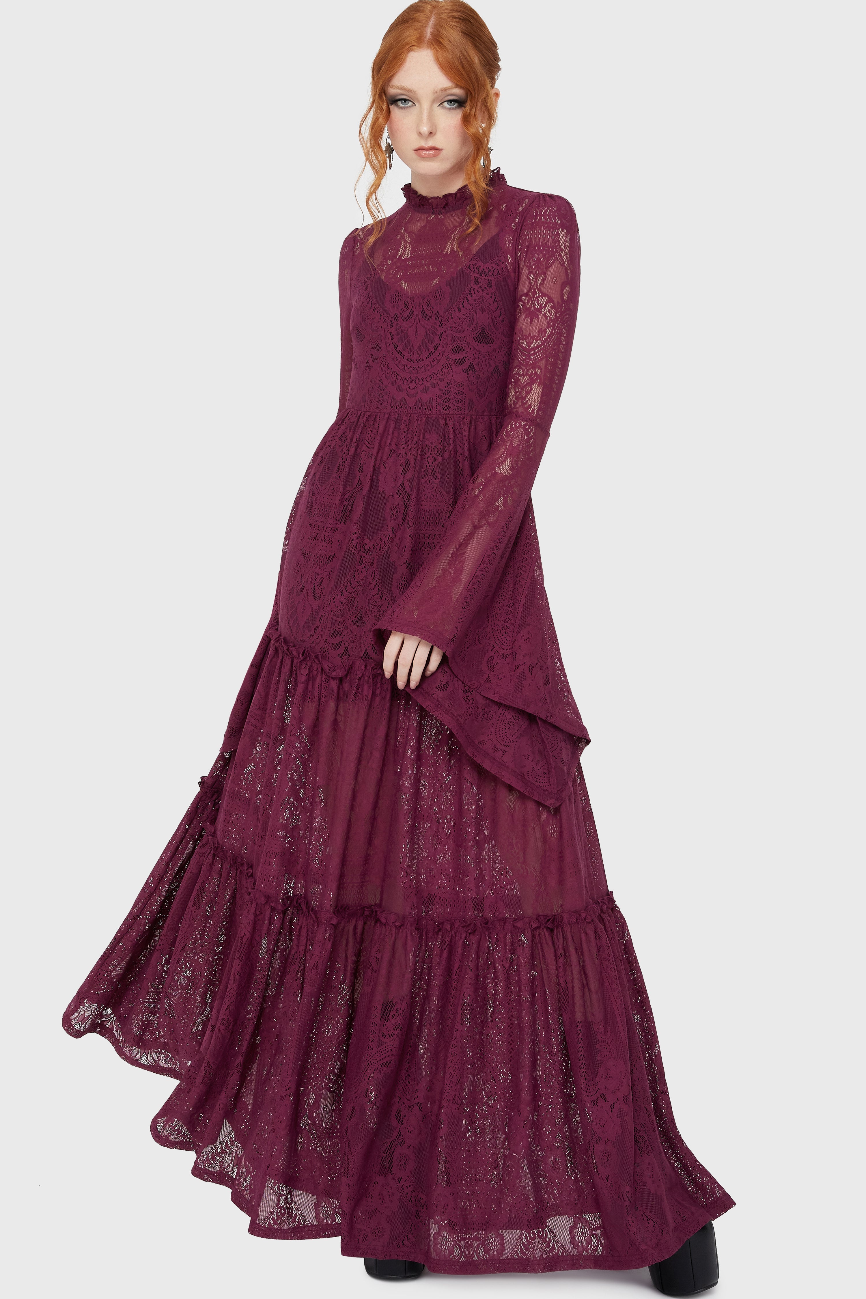 Hecate Lace Maxi Dress [Plum]