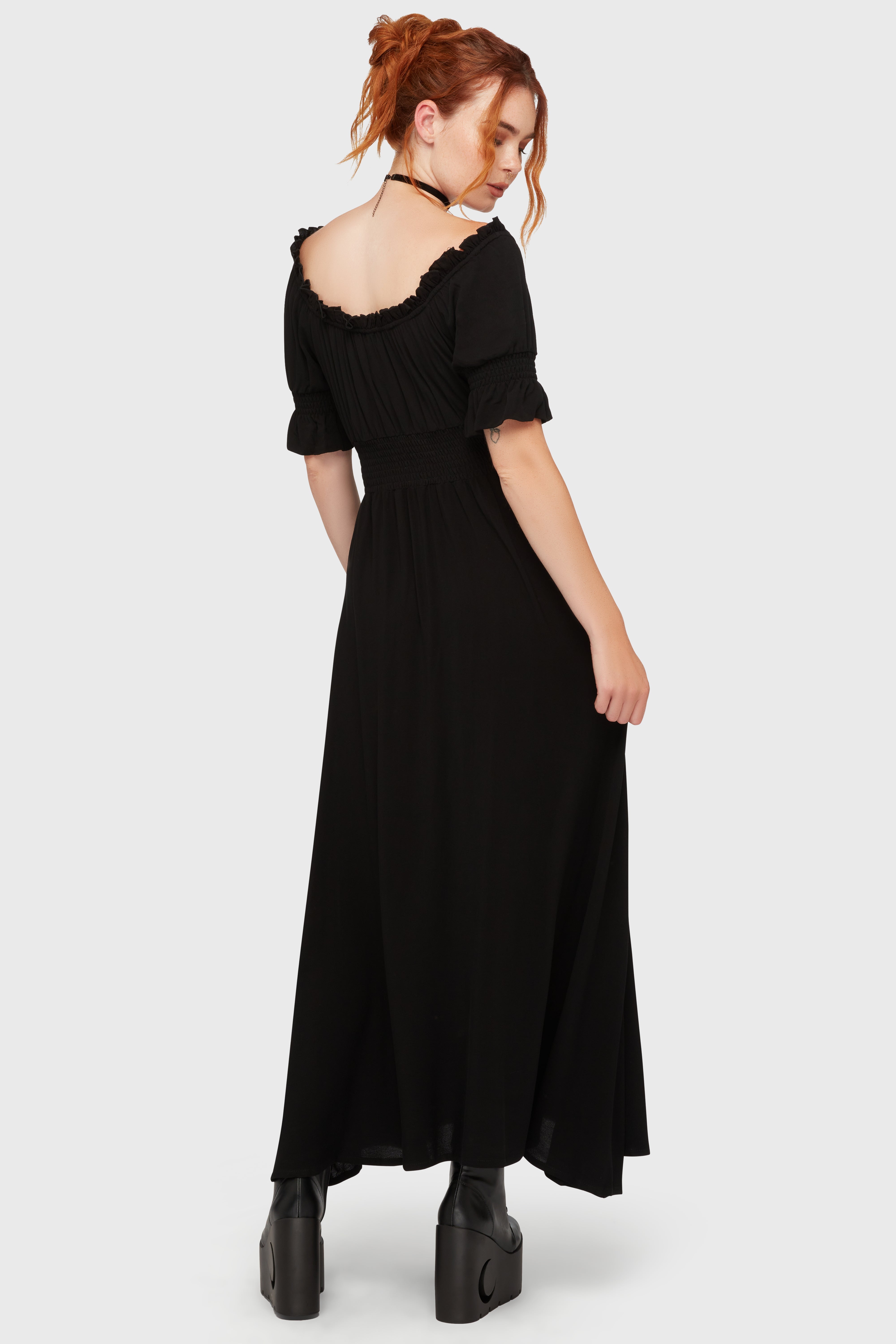 Jocasta Maxi Dress Short Sleeve [BLACK]