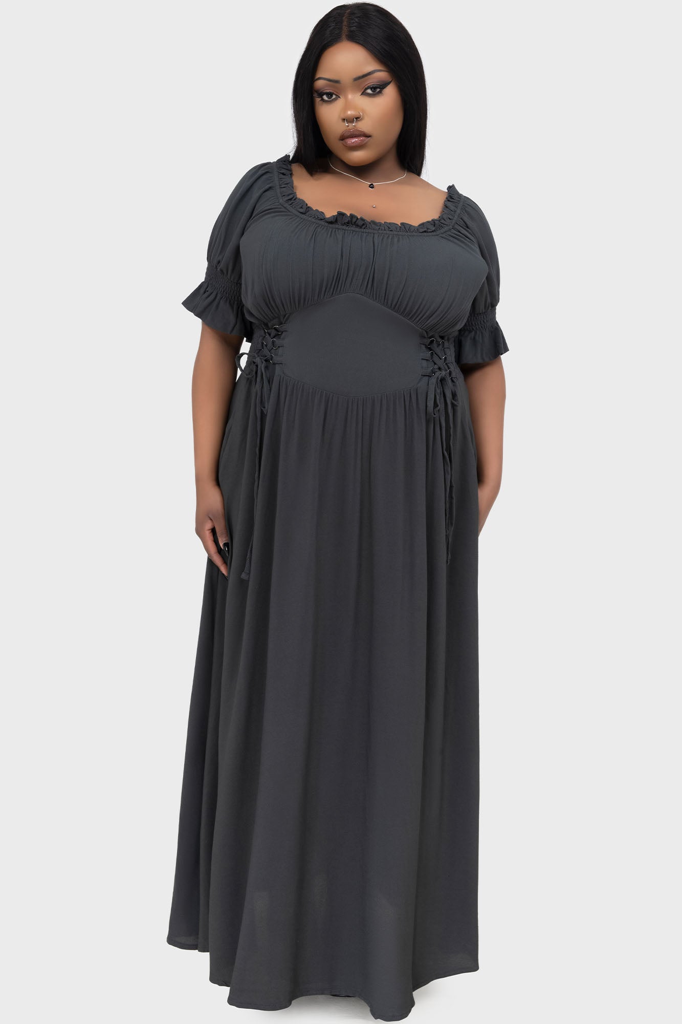 Jocasta Maxi Dress Short Sleeve [GREEN]