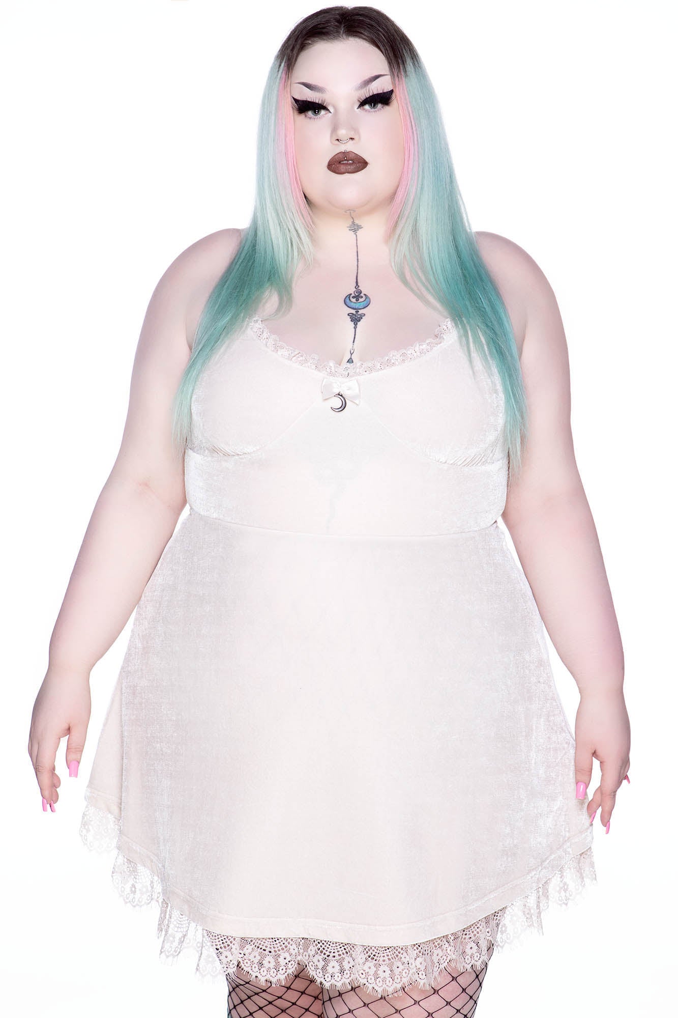 Moonstruck Velvet Skater Dress [Ivory]