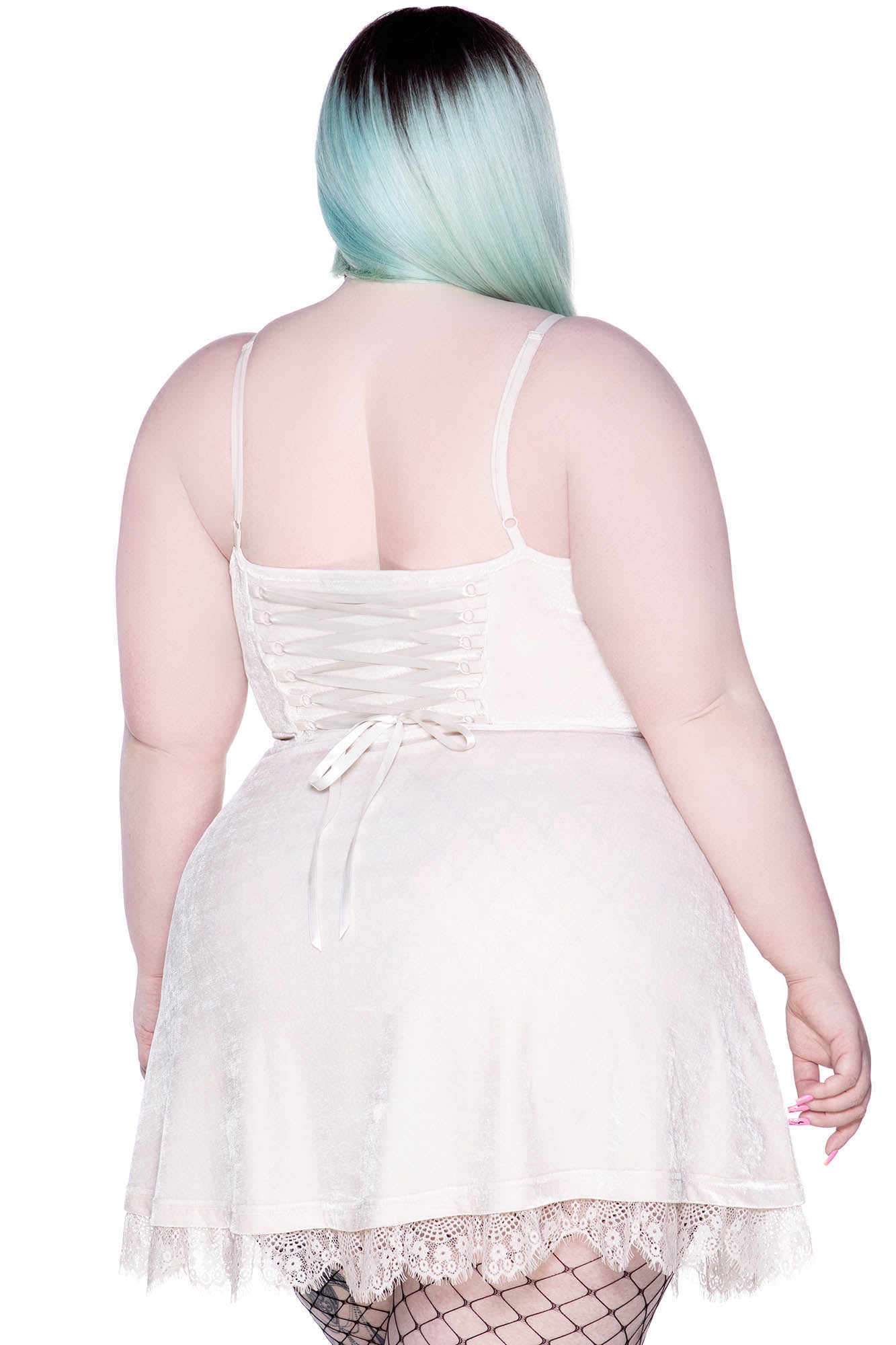 Moonstruck Velvet Skater Dress [Ivory]