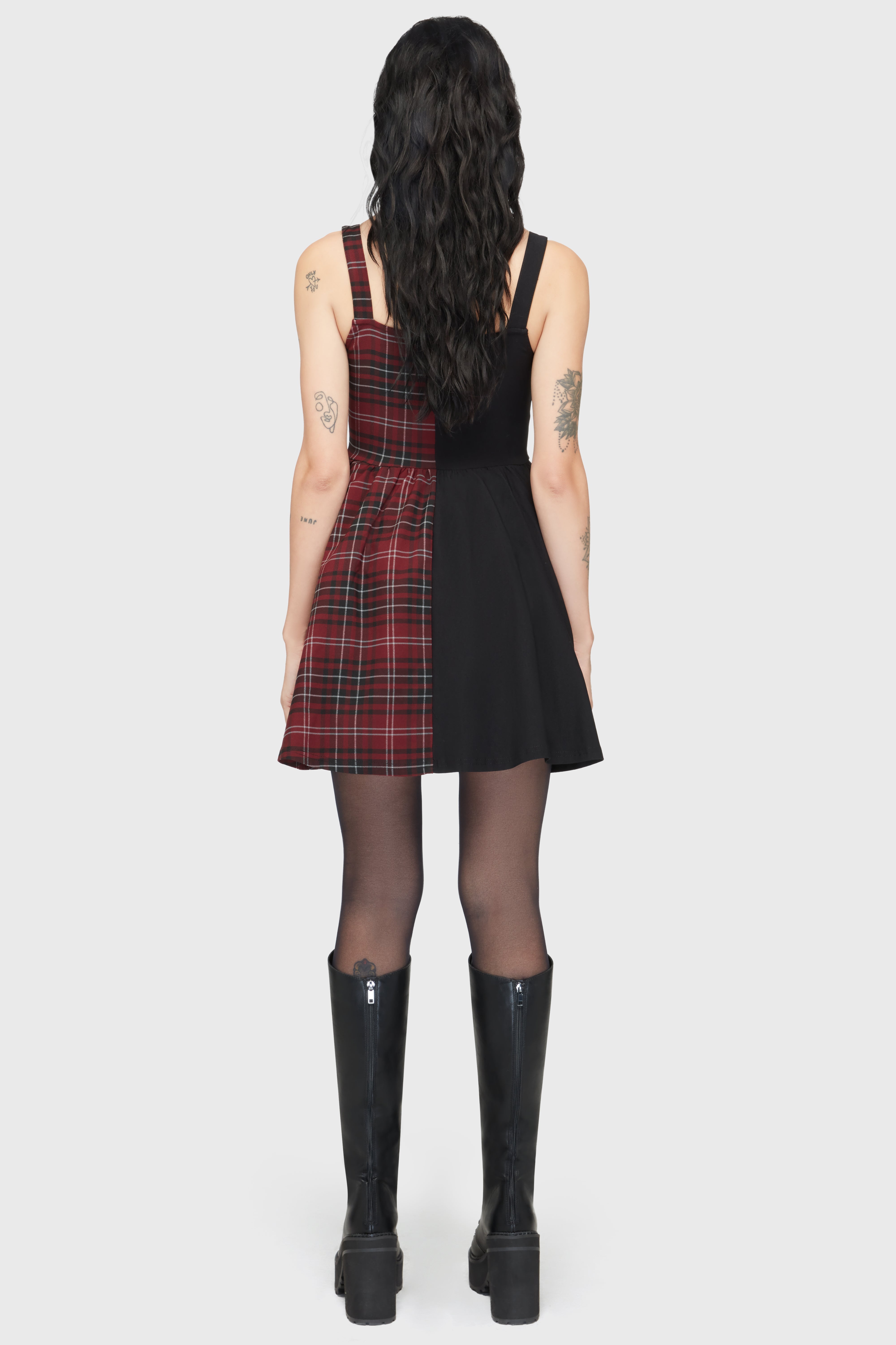 Tartan Marie Zip Dress [BURGUNDY]