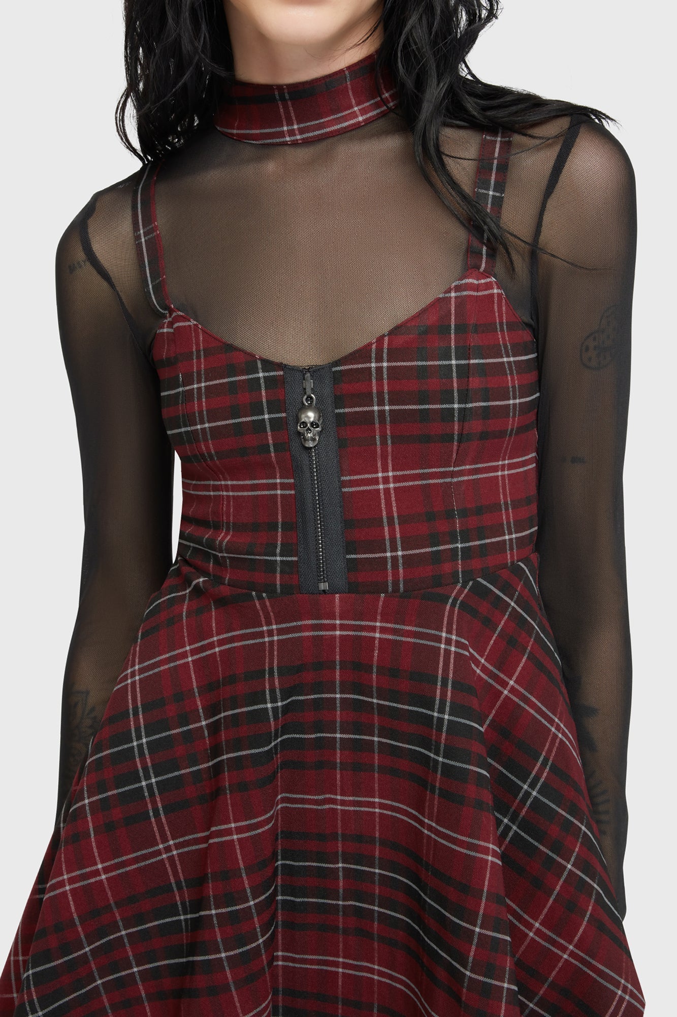 Tartan Riot Dress [BURGUNDY]