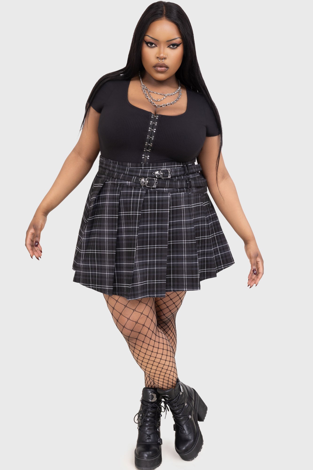 Tartan Riot Skirt [GREY]