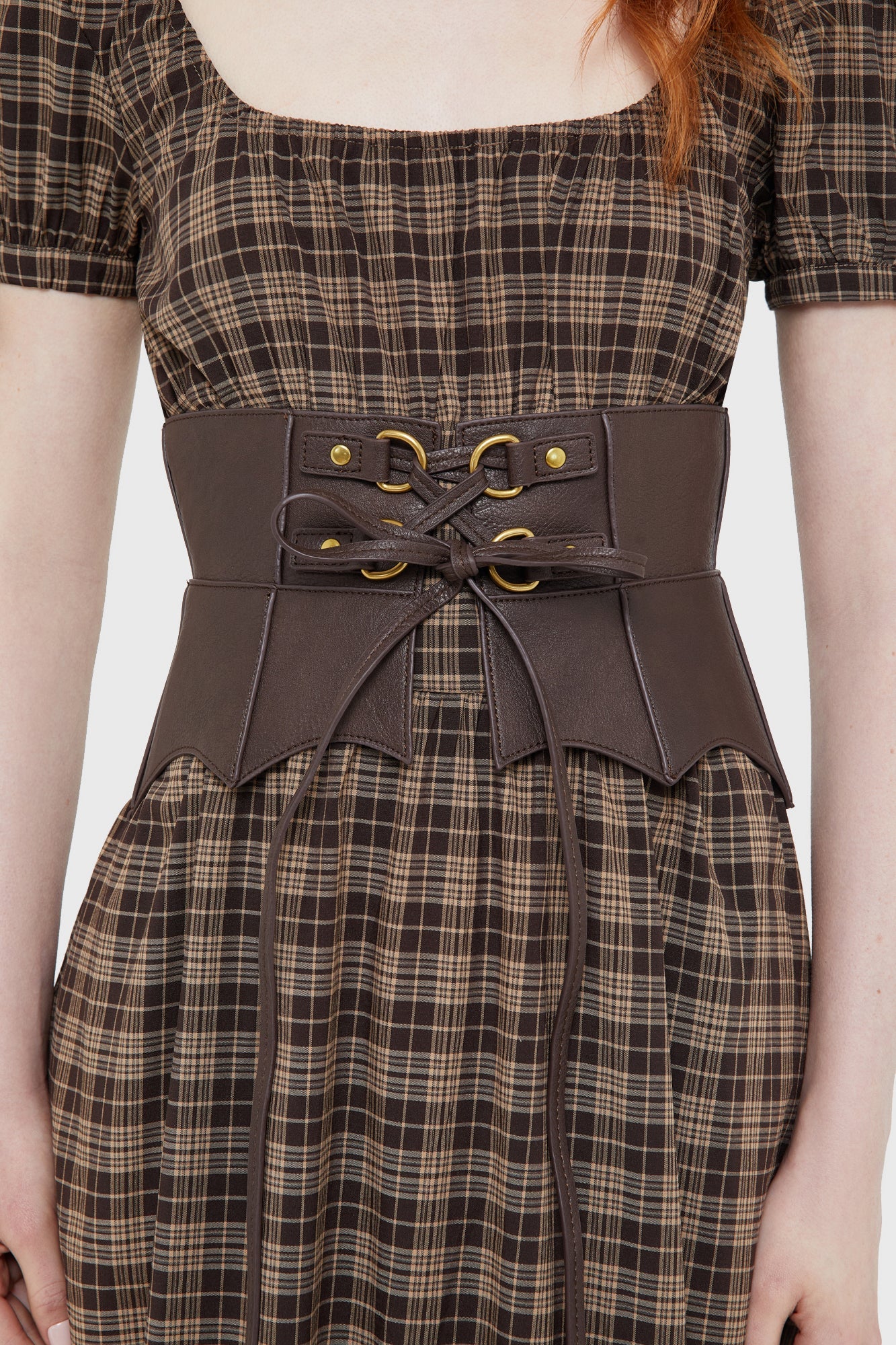 Wetland Bat Peplum Corset [BROWN]