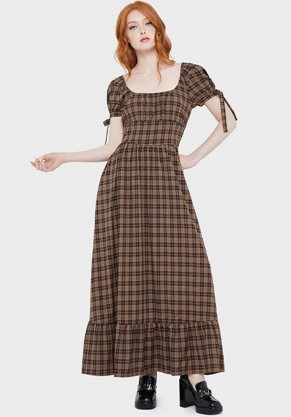 Grim Gretchen [Brown Tartan] Dress