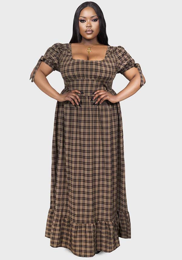 Grim Gretchen [Brown Tartan] Dress