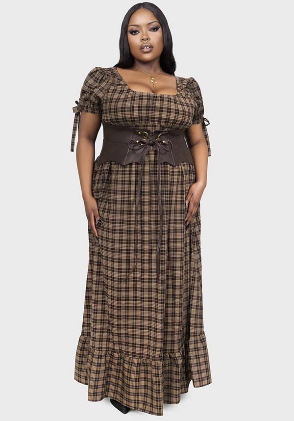 Grim Gretchen [Brown Tartan] Dress
